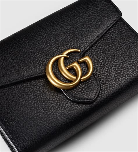 gucci black leather wallet on chain